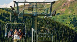Chairlift ride to wedding